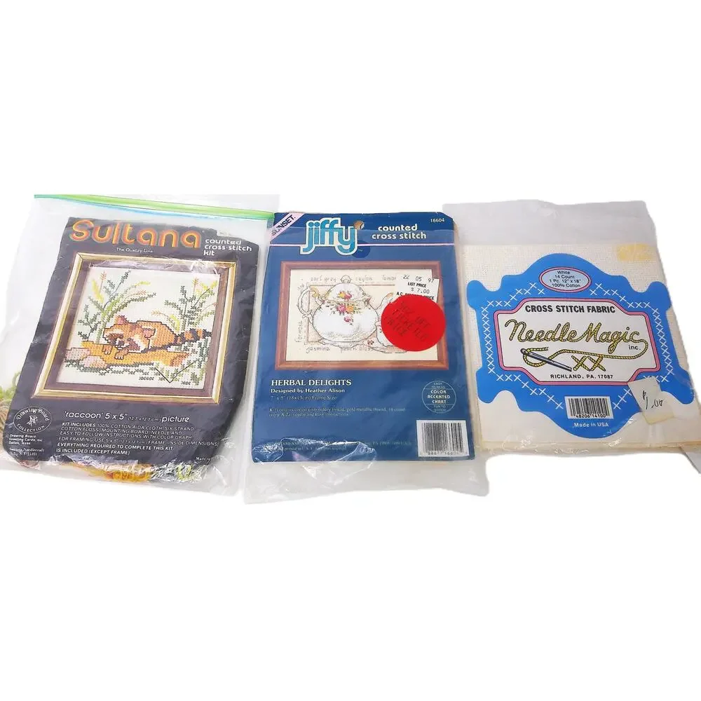 Vintage Sultana Raccoon Herbal Delights Needle Magic Set of 3